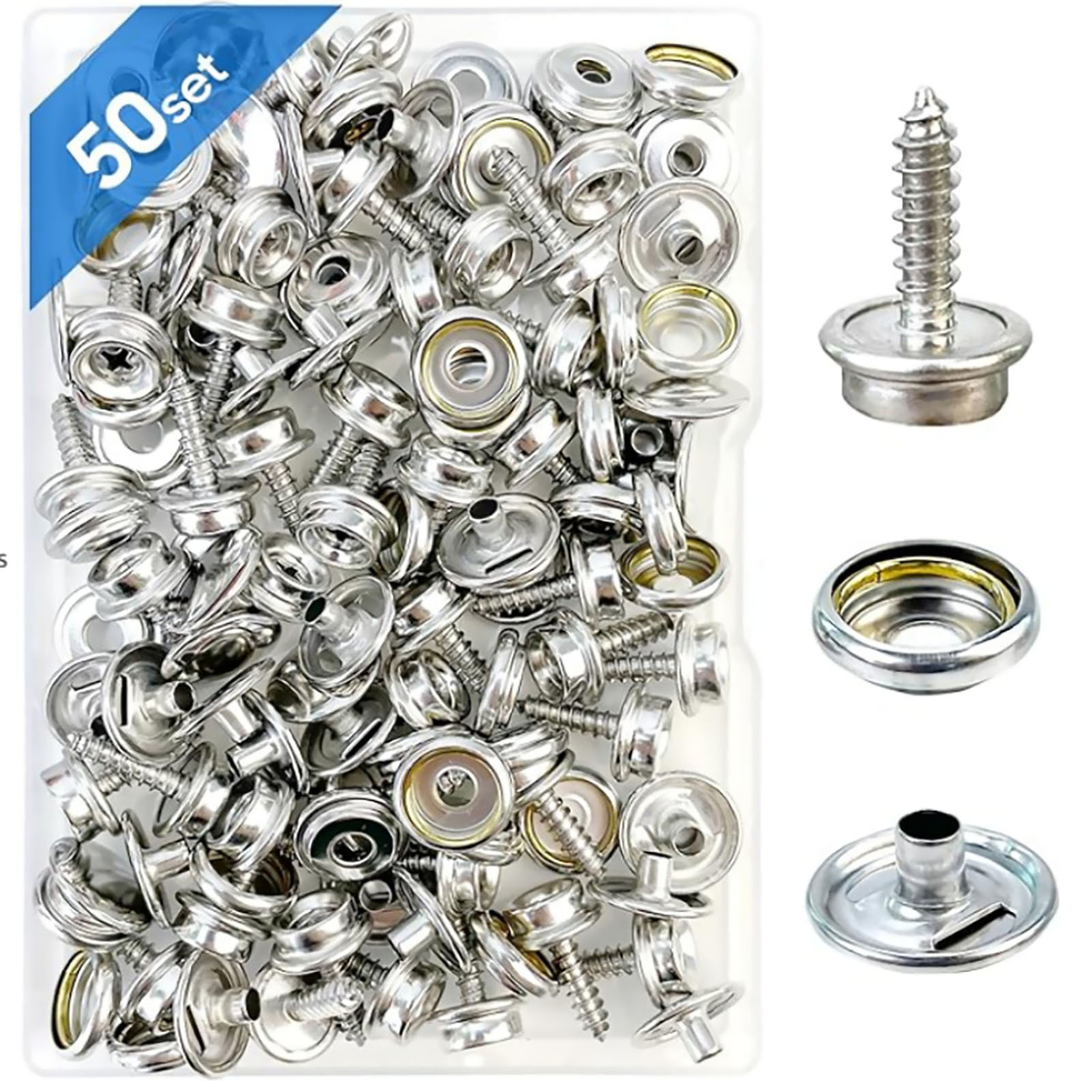 Snap Fastener Set - 50 Set Stainless Steel Boat Marine