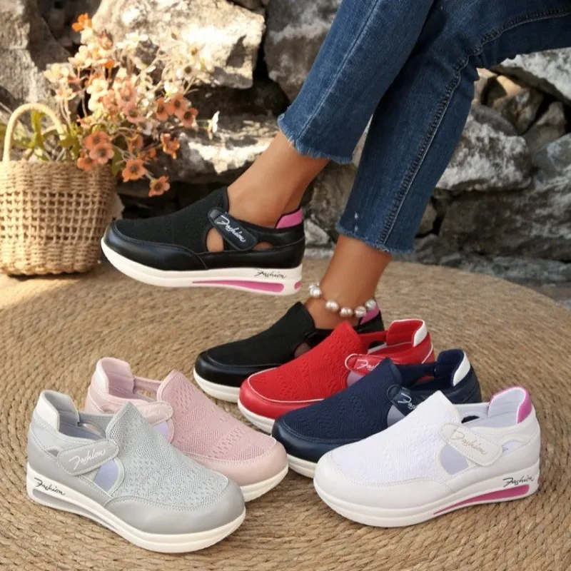 Women Platform Slip on Sneaker - Velcro Hook Loop 评论和价格