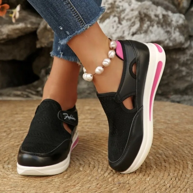 Women Platform Slip on Sneaker - Velcro Hook Loop 评论和价格
