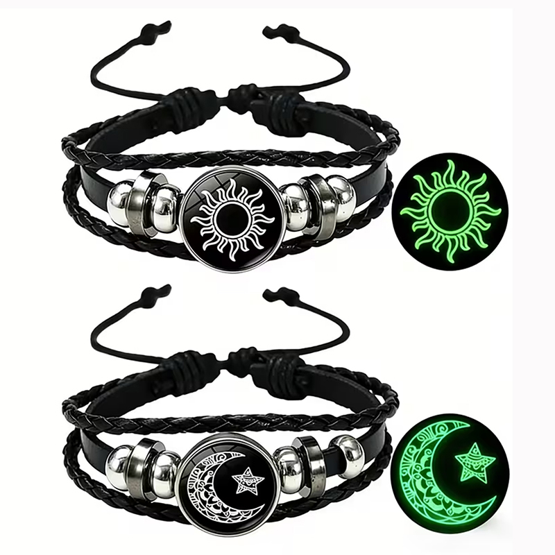 2Pcs Glow in the Dark Sun Moon - Snap Fastener Set 评论和价格