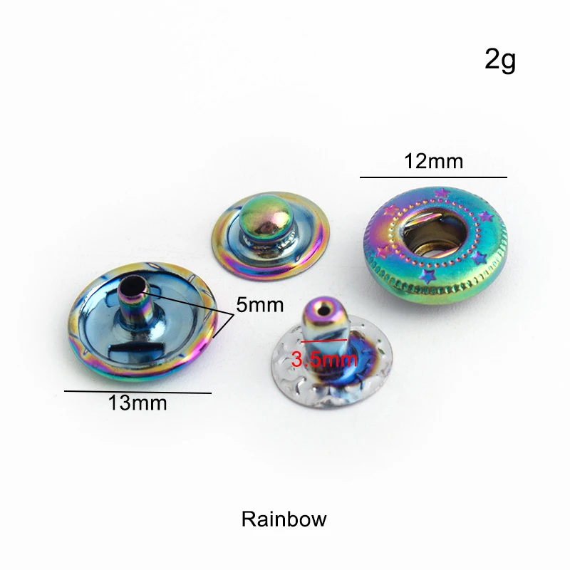 20-100 Sets Rainbow 12mm 10 Co - Snap Fastener Set 评论和价格