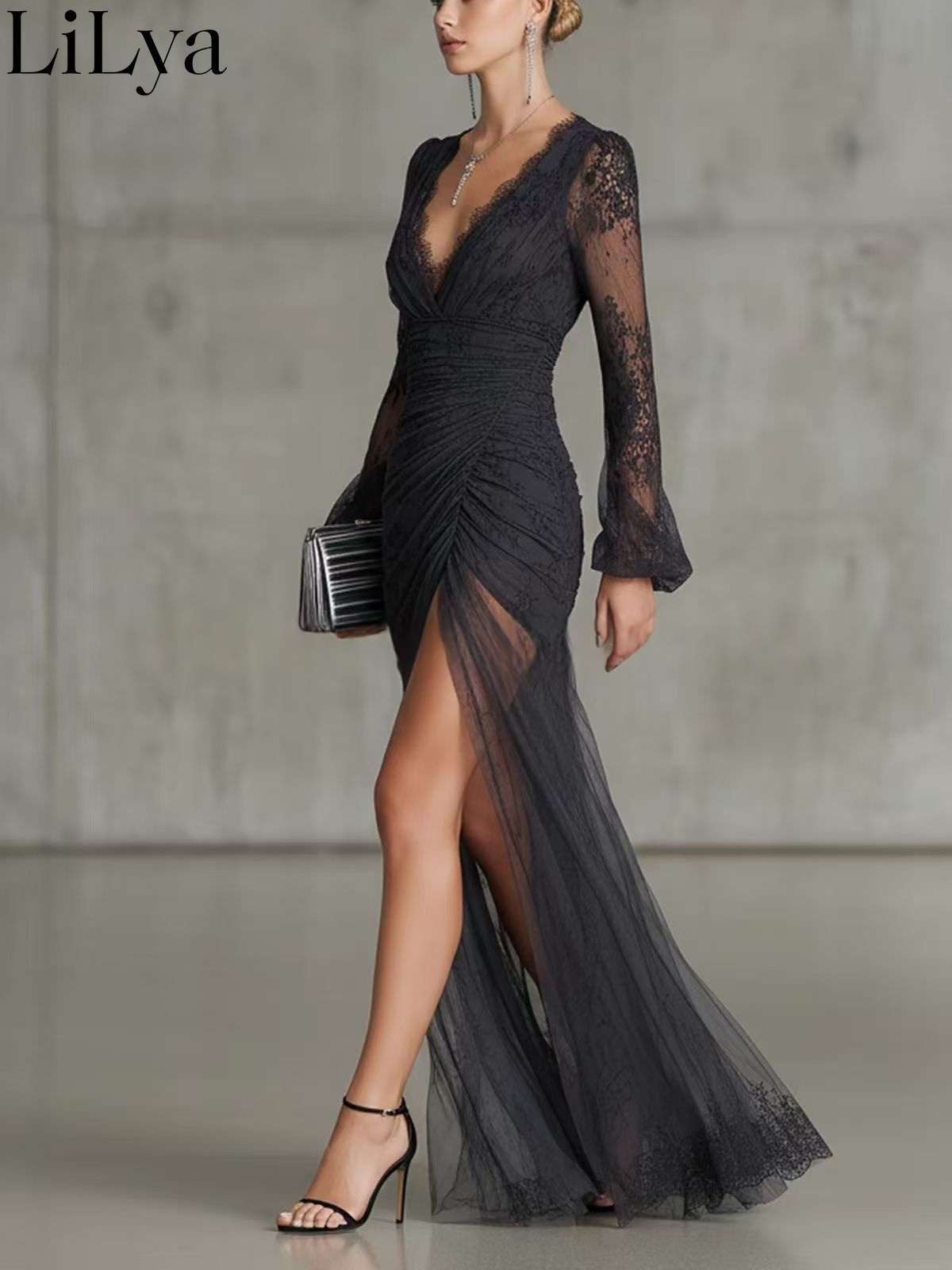 Black Lace Evening Dress Woman - Briar Cosplay Prop 评论和价格