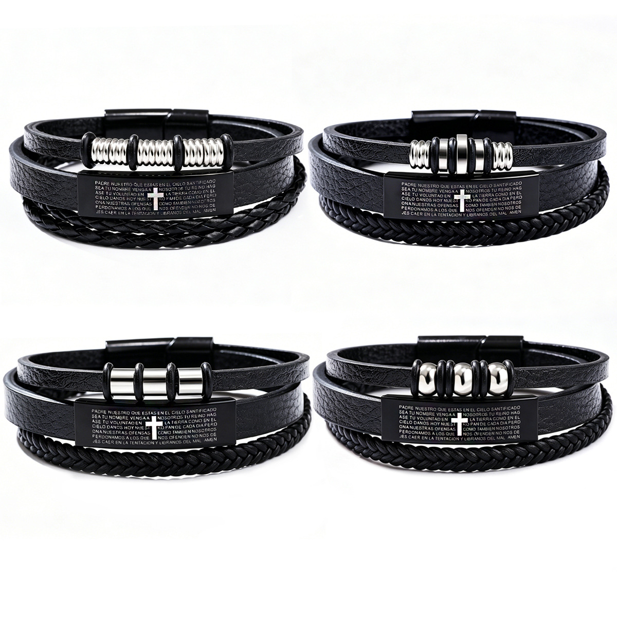 Men Triple Layer Braided Leath - Magnetic Clasp Cosplay 评论和价格