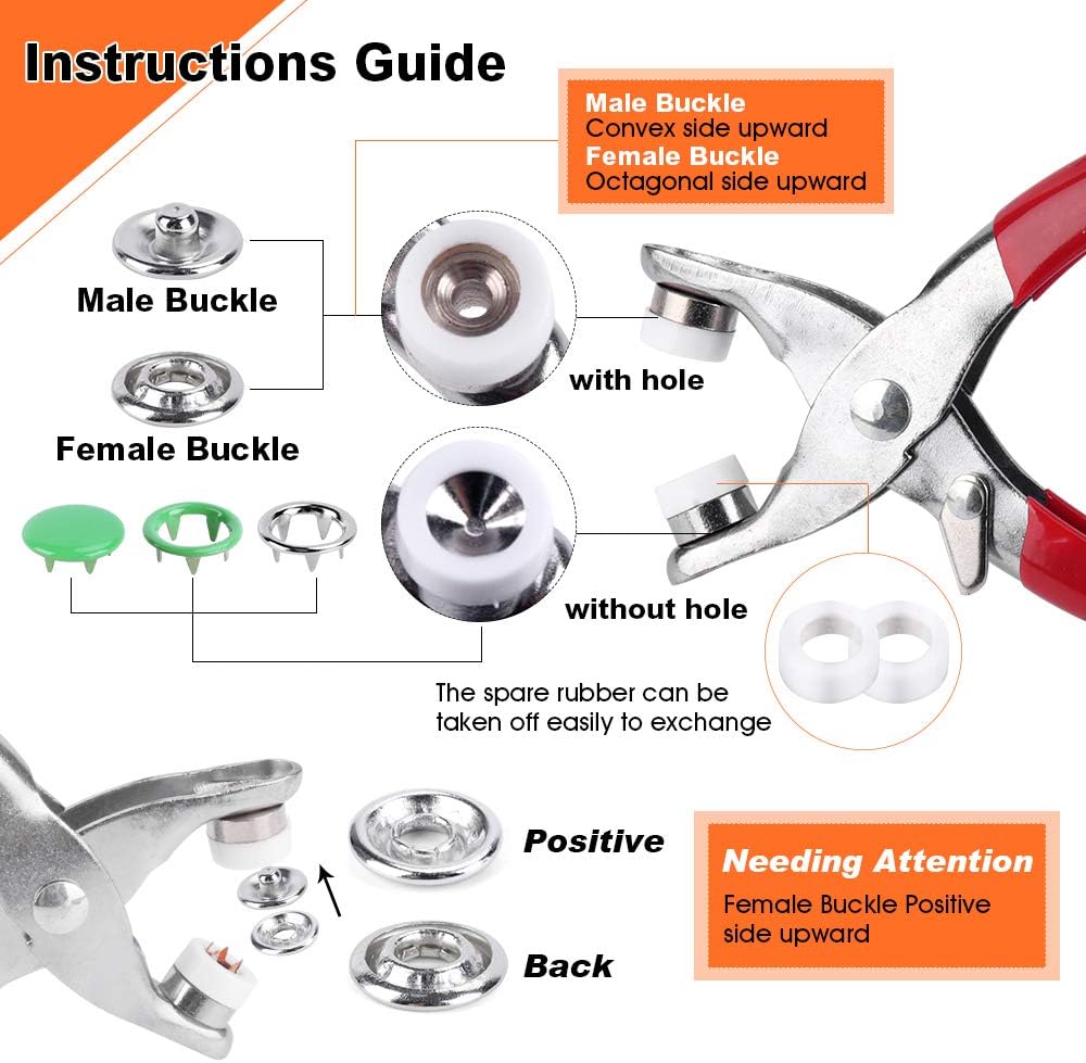 50/100 Metal Prong Snap Button - Snap Fastener Set 评论和价格