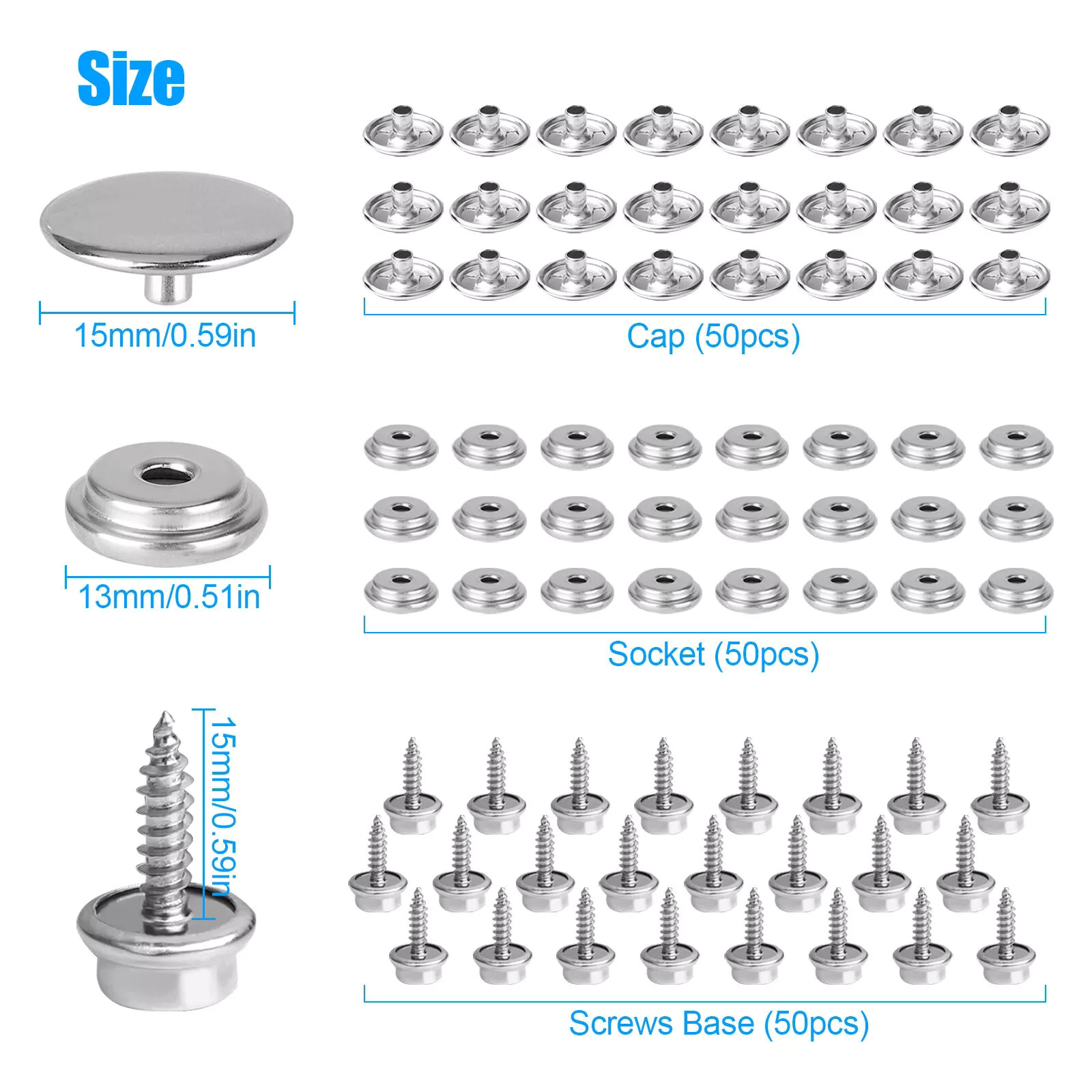 50 Set Stainless Steel Boat Ma - Snap Fastener Set 评论和价格