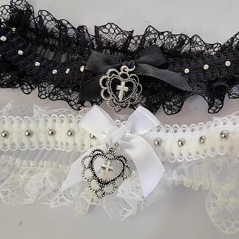 Goth Black Lace Choker with Bo - Magnetic Clasp Cosplay 评论和价格